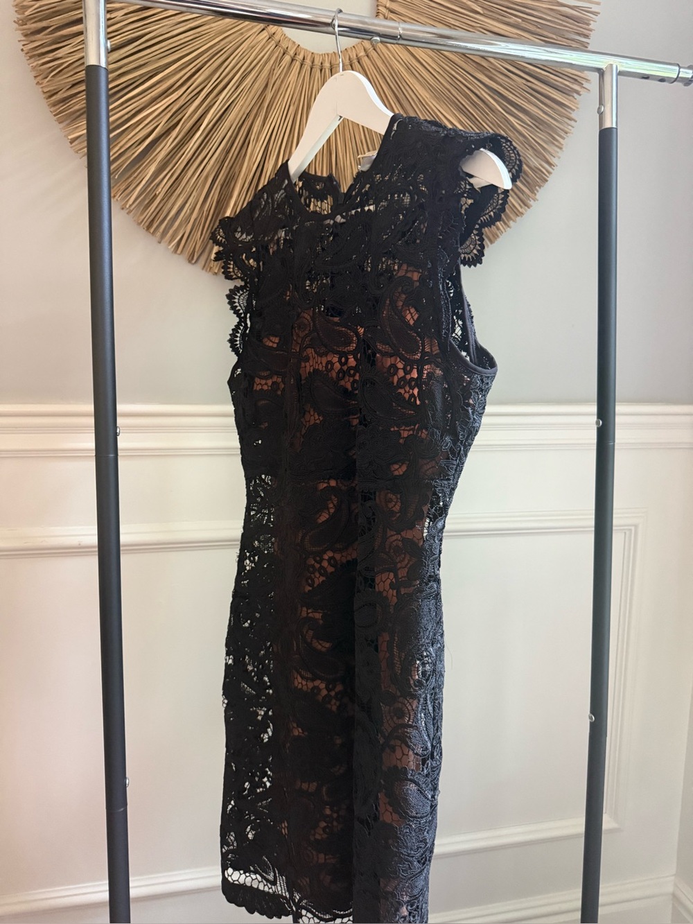 Michael Kors Black Lace Midi Dress with Sheer Illusion